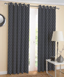 Cotton Black Polka Dot 5ft Window Curtains Pack Of 2