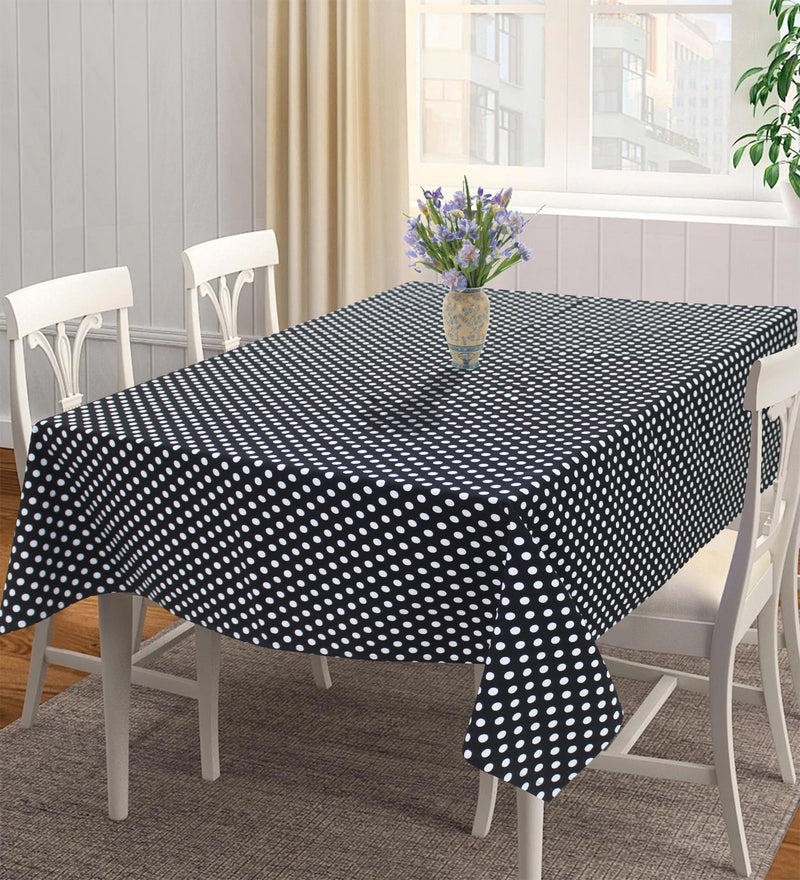 Cotton Black Polka Dot 6 Seater Table Cloths Pack Of 1