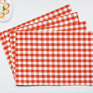 Cotton Gingham Check Orange Table Placemats Pack Of 4 freeshipping - Airwill