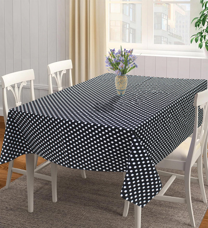 Cotton Black Polka Dot Table Cloths Pack Of 1 - (2 to 8 Seaters)