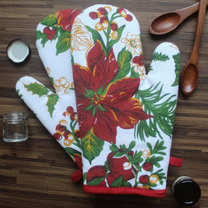 Cotton Maroon Flower Oven Gloves Pack Of 2 freeshipping - Airwill