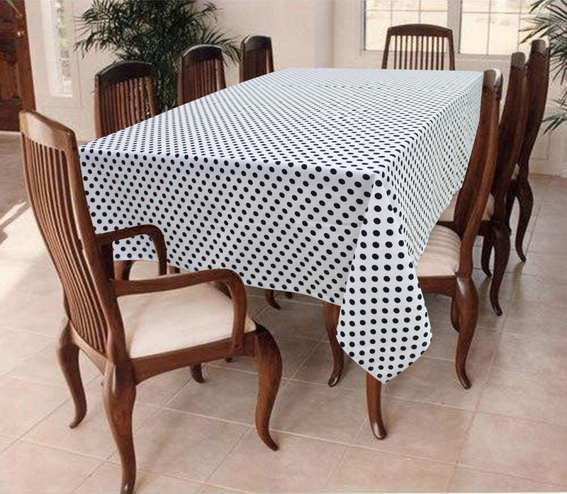 Cotton White Polka Dot 6 Seater Table Cloths Pack Of 1