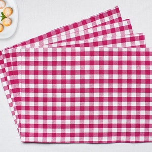 Cotton Gingham Check Rose Table Placemats Pack Of 4 freeshipping - Airwill