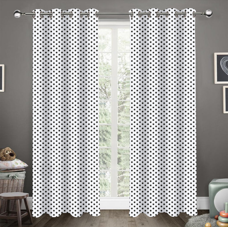 Cotton White Polka Dot 5ft Window Curtains Pack Of 2