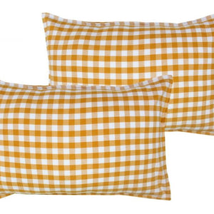 Cotton Gingham Check Yellow Pillow Covers Pack Of 2 freeshipping - Airwill