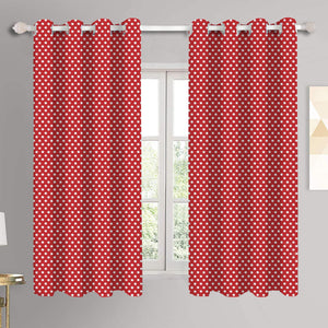 Cotton Red Polka Dot 5ft Window Curtains Pack Of 2 freeshipping - Airwill