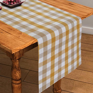Cotton Lanfranki Yellow Check 152cm Length Table Runner Pack Of 1 freeshipping - Airwill