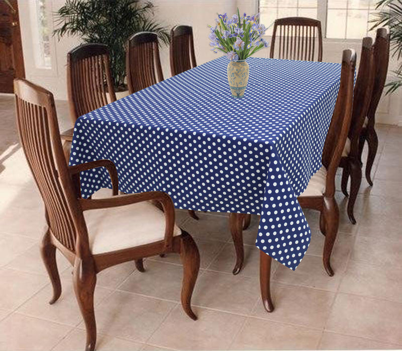 Cotton Blue Polka Dot  Table Cloths Pack Of 1 - (2 to 8 Seaters)