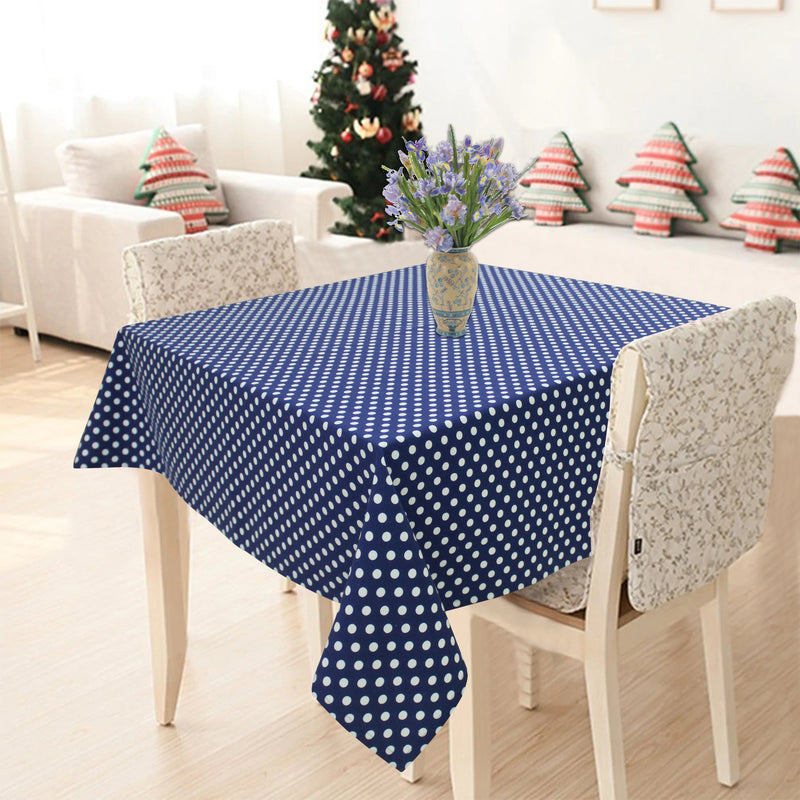 Cotton Blue Polka Dot 8 Seater Table Cloths Pack Of 1