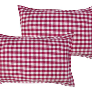 Cotton Gingham Check Rose Pillow Covers Pack Of 2 freeshipping - Airwill