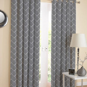 Cotton Diamond Check 7ft Door Curtains Pack Of 2 freeshipping - Airwill