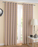 Cotton Lanfranki Yellow Check 7ft Door curtains Pack Of 2