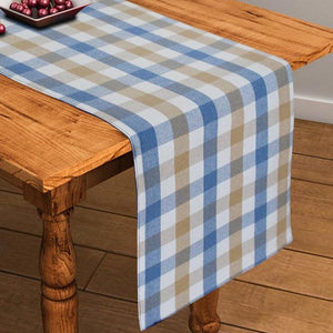Cotton Lanfranki Blue Check 152cm Length Table Runner Pack Of 1 freeshipping - Airwill