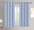 Cotton Lanfranki Blue Check 7ft Door Curtains Pack Of 2