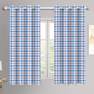 Cotton Lanfranki Blue Check 5ft Window Curtains Pack Of 2 freeshipping - Airwill