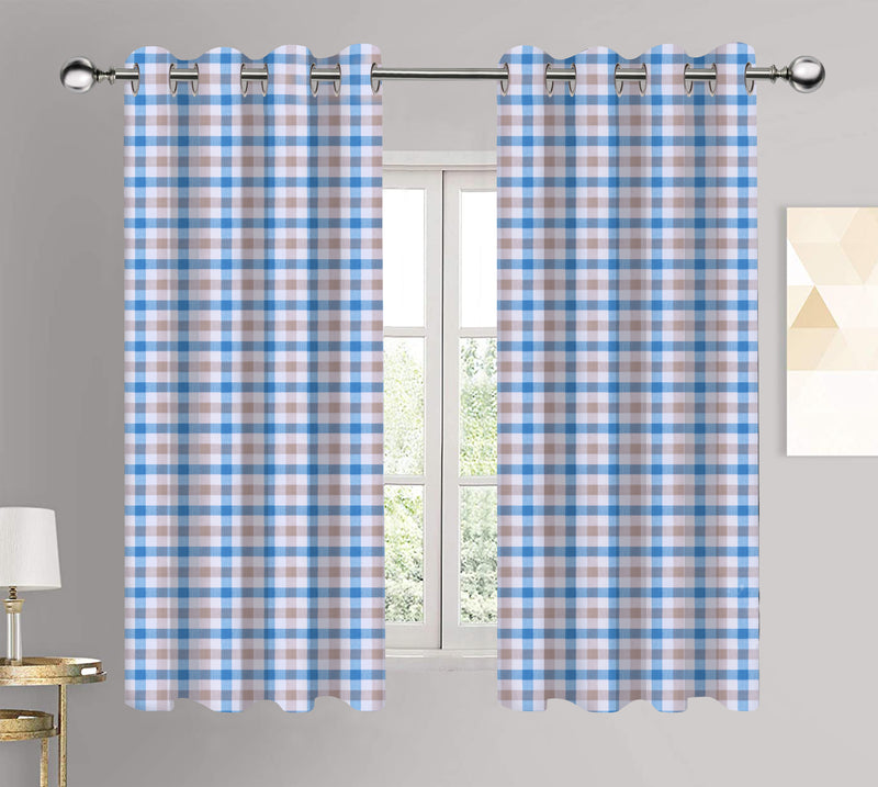 Cotton Lanfranki Blue Long 9ft Door Curtains Pack Of 2