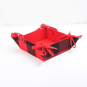 Cotton Big Check Red Bread Basket Pack Of 1