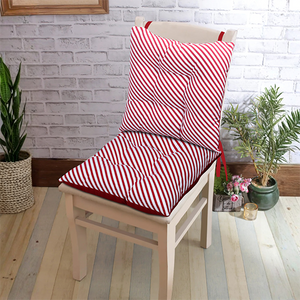 Cotton Xmas Candy Stripe Maroon Pattern Checked Chair Pads, Pack Of 2