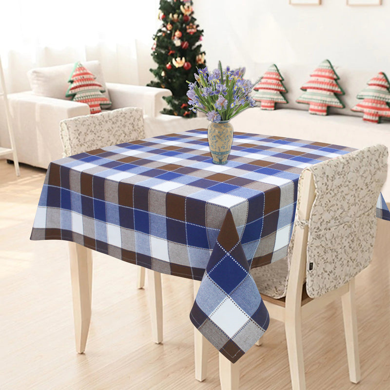 Cotton Dobby Blue 6 Seater Table Cloths Pack Of 1