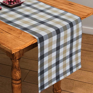 Cotton Lanfranki Grey Check 152cm Length Table Runner Pack Of 1 freeshipping - Airwill