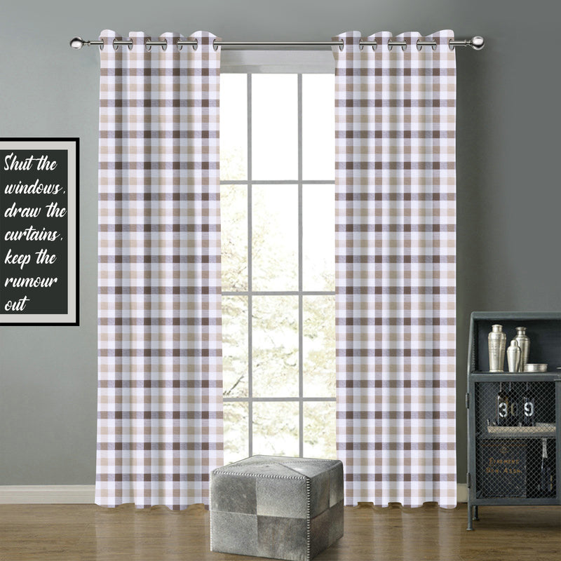 Cotton Lanfranki Grey Check 5ft Window Curtains Pack Of 2