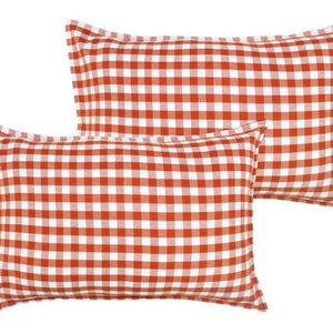 Cotton Gingham Check Orange Pillow Covers Pack Of 2 freeshipping - Airwill