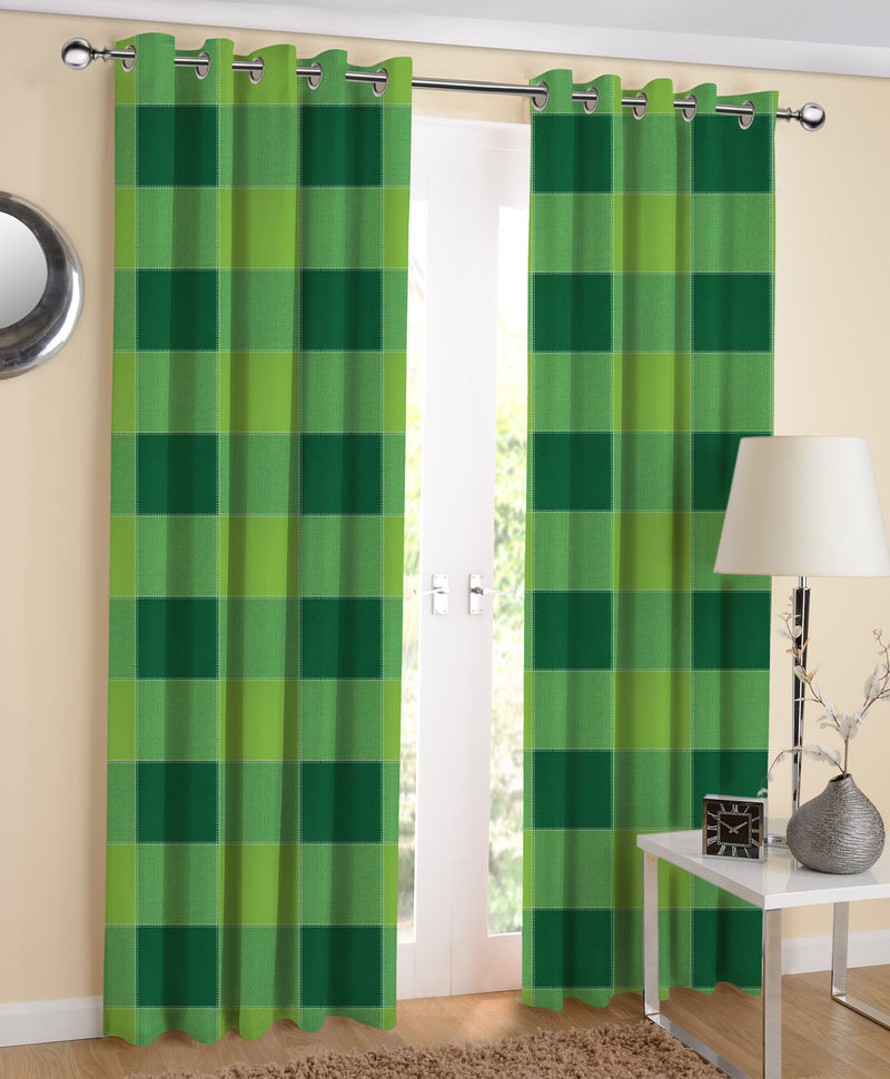 Cotton 4 Way Dobby Green 5ft Window Curtains Pack Of 2
