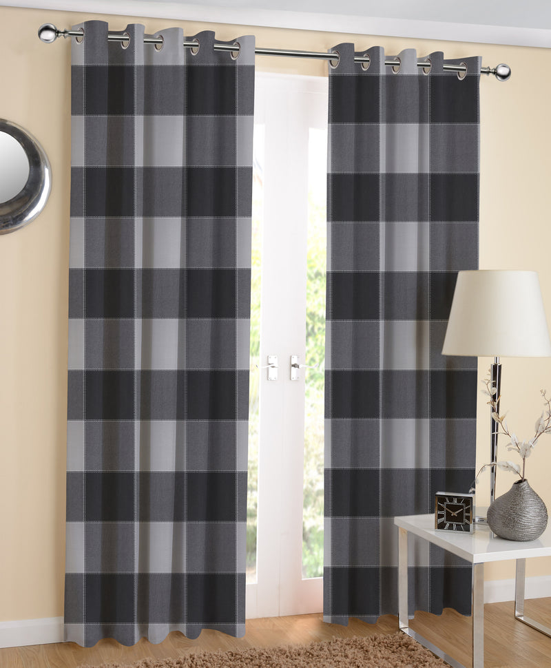 Cotton 4 Way Dobby Grey 5ft Window Curtains Pack Of 2