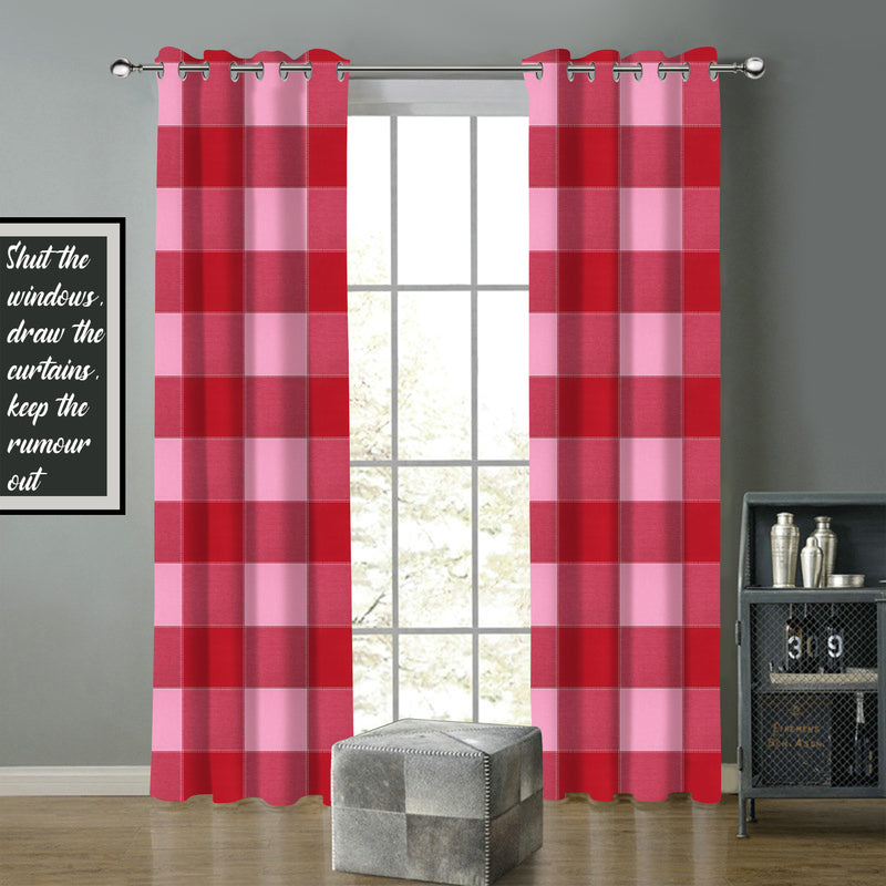 Cotton 4 way Dobby Red 9ft Long Door Curtains Pack Of 2