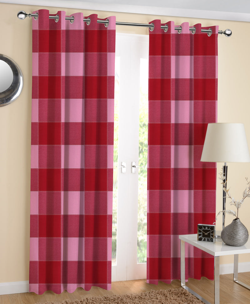 Cotton 4 Way Dobby Red 7ft Door Curtains Pack Of 2