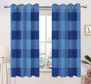 Cotton 4 Way Dobby Blue 9ft Long Door Curtains Pack Of 2