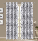 Cotton Single Leaf Black 5ft Window Curtains Pack Of 2