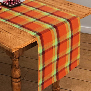 Cotton Iran Check Orange 152cm Length Table Runner Pack Of 1 freeshipping - Airwill