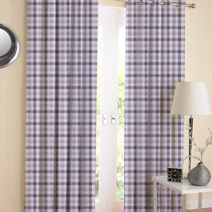 Cotton Lanfranki Grey Check 7ft Door Curtains Pack Of 2 freeshipping - Airwill
