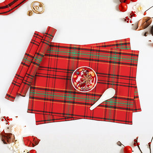 Cotton Cotton Xmas Orange Check Table Placemats Pack Of 4