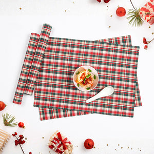 Cotton Christmas Green & Red Table Placemats Pack Of 4