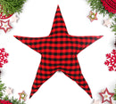 Cotton Christmas Small Checks Designed, Bell / Candy / Star / Tree Shaped Cushion with Recron Filled Pack Of 1 pc