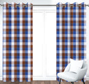 Cotton Dobby Blue 9ft Long Door Curtains Pack Of 2