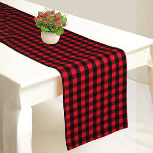 Cotton Xmas Red & Black Check Table Runner