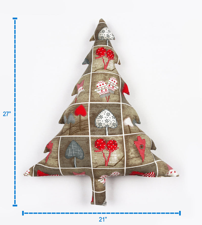 Cotton Christmas Heart Designed, Bell / Candy / Star / Tree Shaped Cushion with Recron Filled Pack Of 1 pc