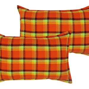 Cotton Iran Check Orange Pillow Covers Pack Of 2 freeshipping - Airwill