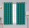 Cotton Iran Check Blue Long 9ft Door Curtains Pack Of 2