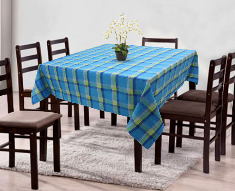 Cotton Iran Check Blue 8 Seater Table Cloths Pack Of 1