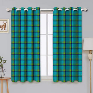 Cotton Iran Check Blue 5ft Window Curtains Pack Of 2 freeshipping - Airwill