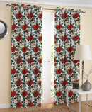 Cotton Maroon Flower 5ft Window Curtains Pack Of 2