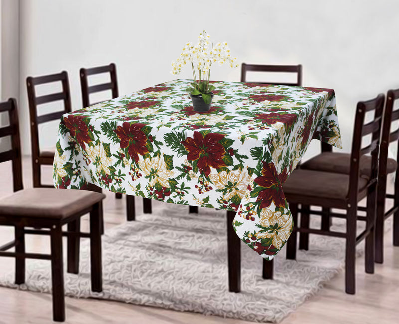 Cotton Maroon Floral 8 Seater Table Cloths Pack Of 1