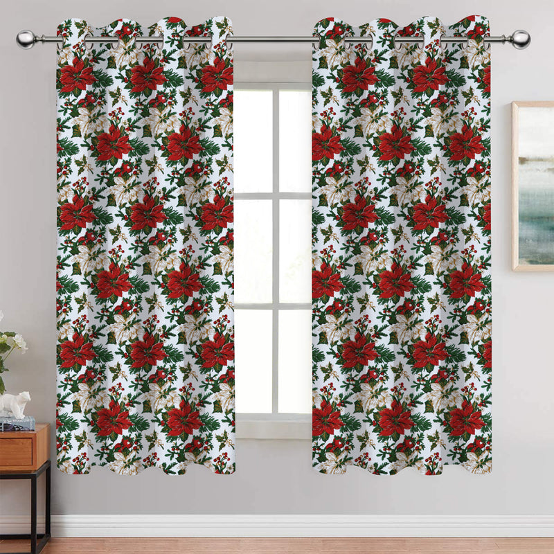 Cotton Maroon Flower 7ft Door Curtains Pack Of 2