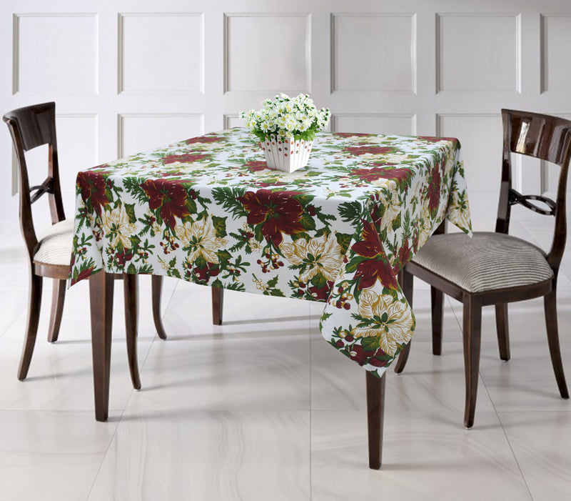 Cotton Maroon Floral 4 Seater Table Cloths Pack Of 1
