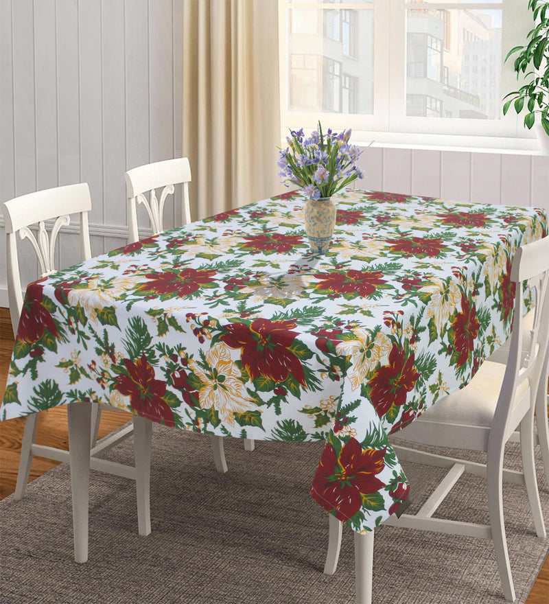 Cotton Maroon Floral 2 Seater Table Cloths Pack Of 1