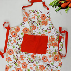 Cotton Orange Flower With Solid Free Size Apron Pack Of 1 freeshipping - Airwill
